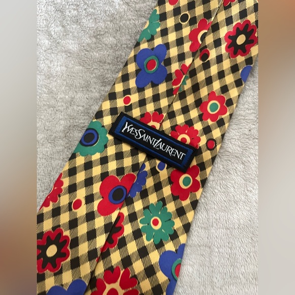 Yves Saint Laurent Other - Vintage 100% silk Yves saint laurent tie YSL floral & checkered